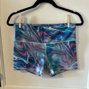 Fleo Women's Athletic Shorts - Blue and Purple Swirl